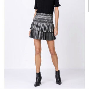 Current Air Metallic Tiered Pleated Mini Skirt Anthropologie Small